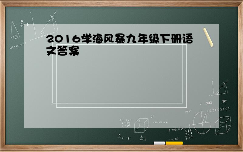 2016学海风暴九年级下册语文答案