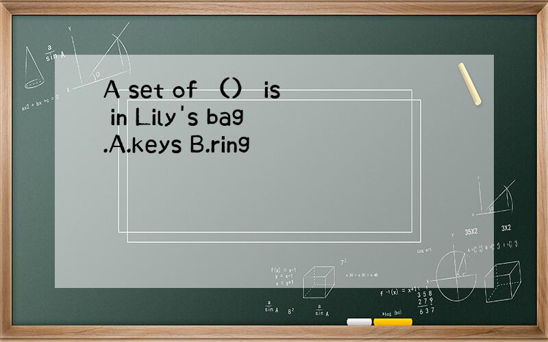 A set of （） is in Lily's bag.A.keys B.ring