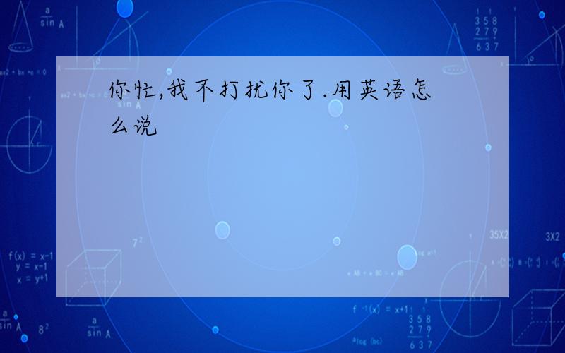 你忙,我不打扰你了.用英语怎么说