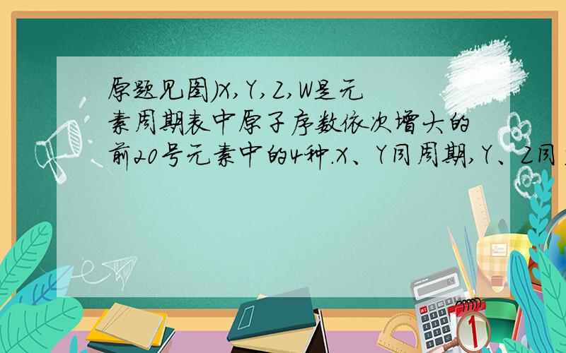 原题见图)X,Y,Z,W是元素周期表中原子序数依次增大的前20号元素中的4种.X、Y同周期,Y、Z同主族,Z^n-与W^