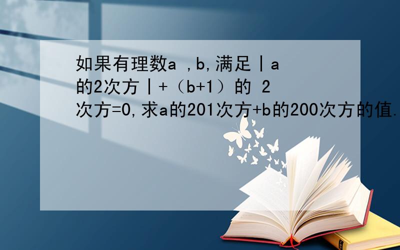 如果有理数a ,b,满足丨a的2次方丨+（b+1）的 2次方=0,求a的201次方+b的200次方的值.