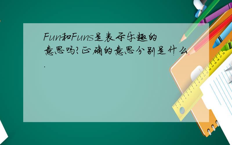 Fun和Funs是表示乐趣的意思吗?正确的意思分别是什么.