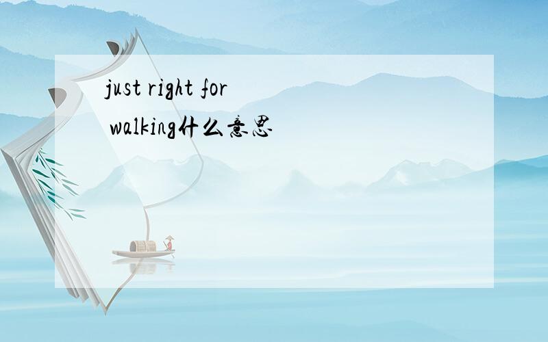 just right for walking什么意思