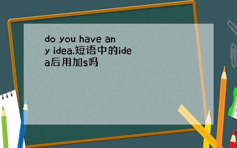 do you have any idea.短语中的idea后用加s吗