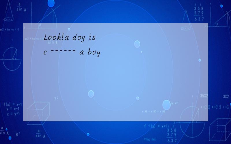 Look!a dog is c ------ a boy